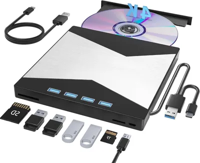 Productafbeelding van Externe Blu Ray Drive - 4K Brander Speler - Films Kijken Data - 7-in-1 Hub Functie - USB 3.0 Type-C
