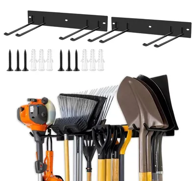 Produktbild von Gartengerätehalter Metall, 4 Doppelhaken, 100 kg Tragkraft, für Garage