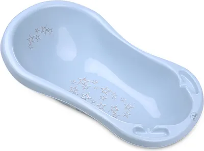 Produktbild von Lorelli Babybadewanne, 84 cm lang, Ablagefcher, ergonomische Form, ab Geburt blau Sterne