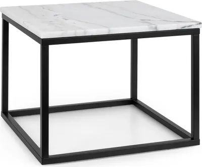 Produktbild von Besoa Volos - konferenčný stolík, príručný stolík, stolová doska: biely mramor, interiér a exteriér, rám: kov, 20 x 20 mm, farba: čierna/biela, rozmery: 50 x 40 x 50 cm (ŠxVxH)