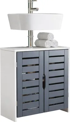 Immagine prodotto di Armadio lavabo, armadio bagno in legno con 2 porte girevoli, 60 x 60 x 29 cm, armadio da bagno Flonali