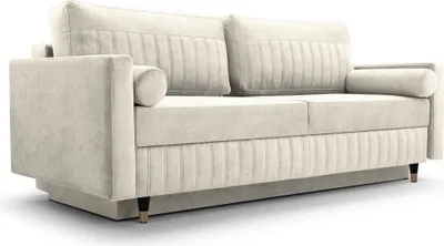 Produktbild von Schlafsofa, Sofa mit Schlaffunktion und Bettkasten Couch für Wohnzimmer Sofagarnitur Wohnlandschaft mit Bettfunktion Polstersofa - 213x83x100 NANCY (Beige - Cloud 03)