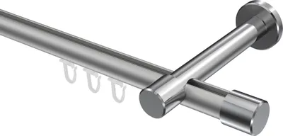 Produktbild von Interdeco Innenlaufstange / Gardinenstange mit Innenlauf Silbergrau / Chrom, Typ Prestige Santo (Kappe), 20 mm Ø 1-läufig, 320 cm