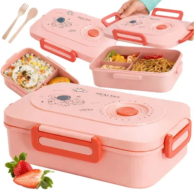 Imagen del producto de Lonchera, recipiente para el desayuno, dimensiones: 8 x 22 x 15 cm, color: rosa