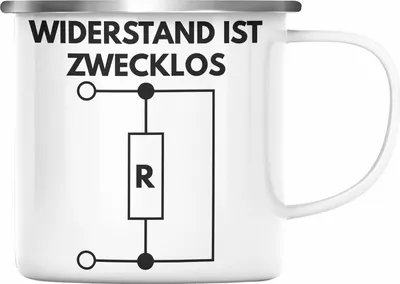 Produktbild von Trendation - Handwerker Elektronen Widerstand Ist Zwecklos Emaille Tasse Geschenk Elektriker Geschenkidee Männer Elektro-Meister (Silber)
