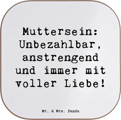 Produktbild von Mr. & Mrs. Panda Personalisierter Bierdeckel Mutter Liebe - Weiß - Geschenk, Personalisiert, Mutterliebe, Lächeln, Untersetzer mit Namen, einzigartige Designs, Familie