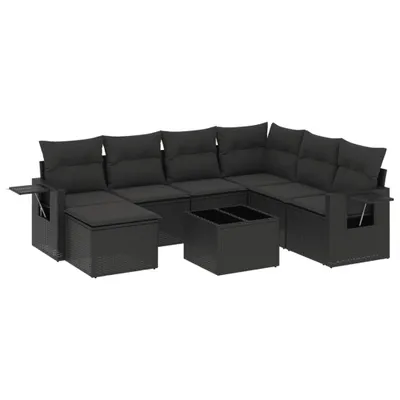 Produktbild von vidaXL 8-tlg. Garten-Sofagarnitur mit Kissen Schwarz Poly Rattan