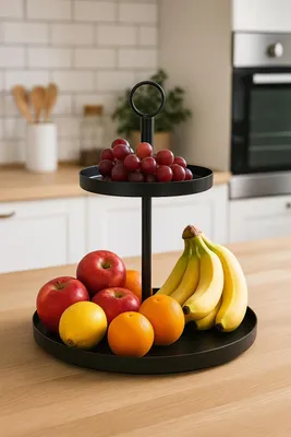 Produktbild von Etagere Mavira Schwarz 2-stöckig Metall Rund 30 cm