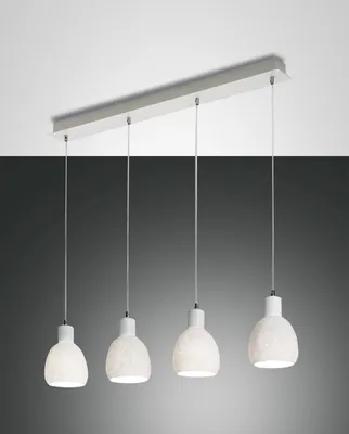 Produktbild von Moderne Pendelleuchte Marina aus Metall und weißer Keramik, 4 E27-Fassungen, elegantes Design für die Innenbeleuchtung, 960 x 85 mm