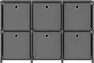 Obrázek produktu pro vidaXL Police z kostek se 6 boxy šedá 103x30x72,5 cm látka