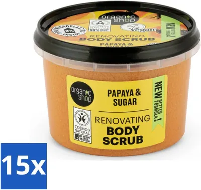 Produktbild von Organic Shop - Papaya-Körperpeeling - Peelend und feuchtigkeitsspendend - 250 ml - Vorteilspack - 15 Stücke