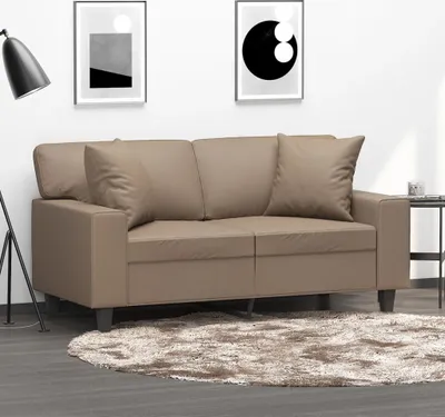 Produktbild von Zierkissen 2 Stk. Cappuccino-Braun 40x40 cm Kunstleder - Sitzkissen C443