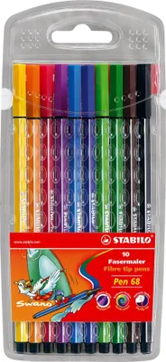 Image de STABILO Fasermaler Pen 68, étui en plastique de 10 pièces