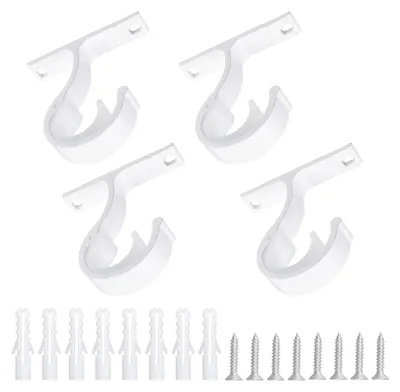 4er-Set Wandhalter für Gardinenstangen, Aluminium, Weiß