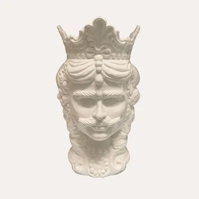 Produktbild von KEYHOMESTORE | Wandvase in Form eines Maurenkopfes aus weißer Keramik, Höhe 40 cm