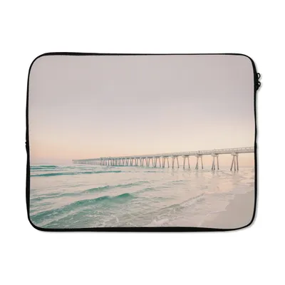 Produktbild von MuchoWow® Laptop Hülle 17 Zoll Laptoptasche Meer - Strand - Brücke - Natur - Sonnenuntergang - Zipper - Schutzabdeckung