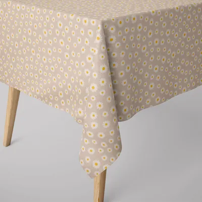 Produktbild von SCHÖNER LEBEN. Tischdecke Gänseblümchen Blüten natur weiß Größe 130x240cm
