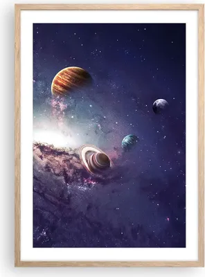 Produktbild von Gerahmtes Poster - Rahmen in heller Eiche - Kosmos Planeten die Sterne - 50x70 cm - Wand Bild - Wanddeko - Wandbilder - Kunstposter - Wandposter - Bilderrahmen - Bilder - Kunstdruck - P2NPA50x70-4851