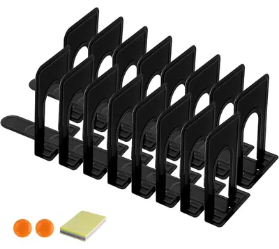 Produktbild von Buchstützen Metall 16 Stück Schwarz 17 x 12,6 x 14,8 cm für Bücher/CDs