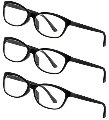 Produktbild von LEXXOO - Stylische 3 Pack Lesebrille Federscharnier +2,0 Dioptrien in Schwarz - Klare Sicht dank hochwertiger Gläser – Leichtes und modernes Design - Fertiglesebrille für angenehmes Lesen und Arbeiten
