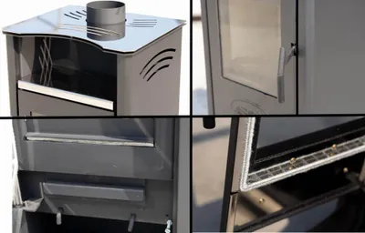 Produktbild von Kaminofen ABC Quadro Inox Holzofen 9,5 kW mit Mehrfachbelegung Kamin Ofen Holz Holzofen Werkstattofen Heizofen