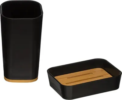 Produktbild von Set Becher für Zahnbürste und Seifenschale NATUREO, schwarz