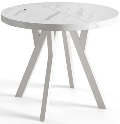 Produktbild von Esstisch Rund Ovo, Esstisch Ausziehbar 80-130 cm, Moderner Wohnzimmertisch und Küchentisch, Marmur