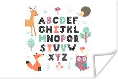 Produktbild von MuchoWow® Poster Illustration Alphabet mit Waldtieren 180x120 cm - Fotoplakat