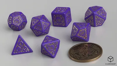 Produktbild von Q-workshop The Witcher Dice Set. Dandelion, Universal, Erwachsener & Kind, Unisex, Kunststoff, Gold, Violett, Polen
