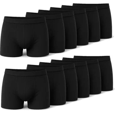 Produktbild von Boxershorts Herren Retroshorts Unterwäsche Unterhosen Baumwolle; 12x Schwarz XL