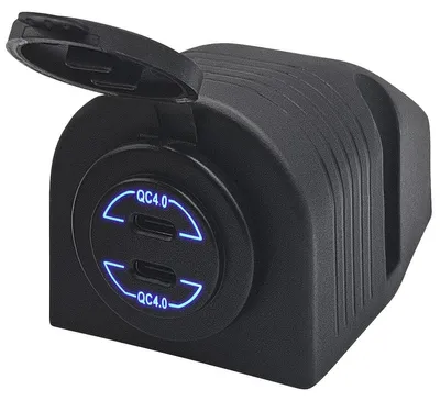 Produktbild von ProRide 12V USB-C-Autolader 2x USB-C 30W QC4.0 – Komplettset Blau