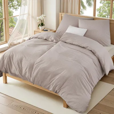 Produktbild von 4-teiliges Sommerbettwäsche-Set, 155 x 220 cm, 100% vorgewaschene Baumwolle und Leinen, mit Reißverschluss