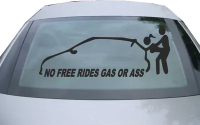 Produktbild von Indigos UG - Aufkleber Heckscheibe & Motorklappe DE2058 - schwarz - 600x288 mm - No free rides - gas or ass - Auto Scheiben Fenster Heckklappe Tuning Racing JDM - Die cut