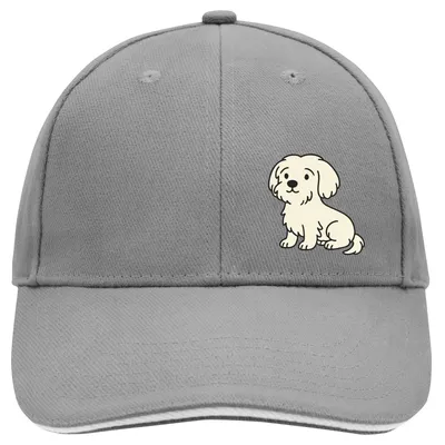 Produktbild von Huuraa Cappy Mütze Malteser Malti Comic Dark Grey/White Baumwolle 6-Panel Kappe Geschenkidee
