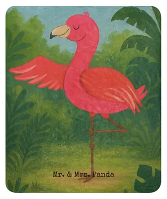 Produktbild von Mr. & Mrs. Panda Tagesdecke Flamingo Yoga Design 130 x 155 cm - Weiß - Geschenk, Heimdecke, Urlaub, Baum, Plaid, Decke, Kuscheldecke, Achtsamkeit, Yogi, Wärmedecke