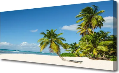 Produktbild von Tulup Leinwand-Bilder 125x50 Wandbild Canvas Kunstdruck Strand Palmen Landschaft
