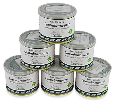 Produktbild von Echt Hällische Lammbratwurst mit Rindfleisch von der BESH 6er Pack (6 Dosen à 200 g)