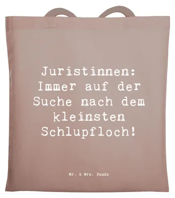Produktbild von Mr. & Mrs. Panda Beutel Spruch Juristin Schlupfloch - Braun Pastell - Geschenk, juristische Beratung, Rechtsprechung, Fairness, Jutebeutel, Anwältin, Shopping Tasche