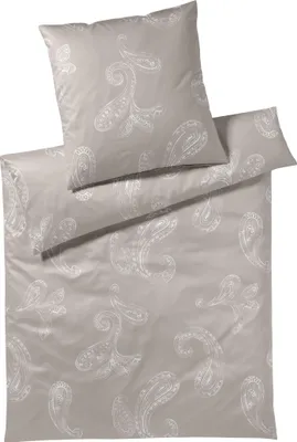 A bedding set with a paisley pattern.