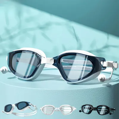 Image de Lunettes de natation correctrices -8,0, anti-buée, couleur bleu marine, pour la natation