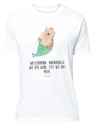 Produktbild von Mr. & Mrs. Panda Tshirt Wassermann Astrologie - Weiß - Geschenk, S T-Shirt, Geburtstagsgeschenk, Shirt, Sternzeichen, Spruch-Shirt, mit Aufdruck