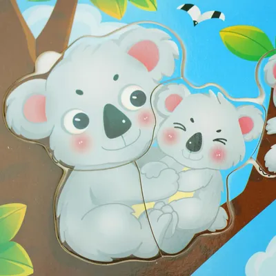 Obrázek produktu pro Dřevěné barevné puzzle medvídek koala omalovánky