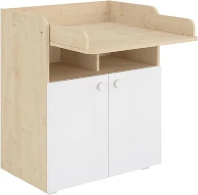 Productafbeelding van Babykamer Commode - Luierstation Meubel - Baby Verzorgen - Opvouwbaar Verschoonoppervlak - 70 x 47 x 86 cm - Wit Natuur