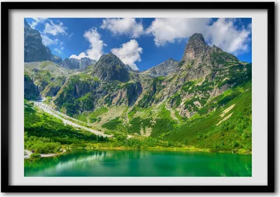 Produktbild von Bild - Bilderrahmen - 100 cm x 70 cm - MDF - Rahmen - Foto - Wandkunst See in den Bergen