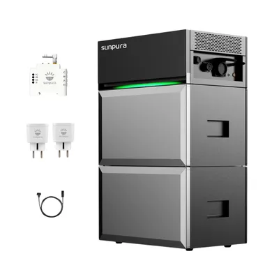 Produktbild von Powerness Balkonkraftwerk Speicher, Sunpura S2400 2,4 kWh Speicher mit B2400 Erweiterungsakku & Smarter Zähler & 2x Plug für Balkonkraftwerk (0% MwSt)