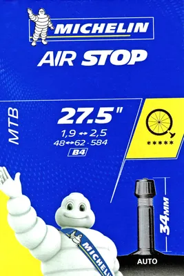 Produktbild von Michelin Fahrrad Schlauch MTB B4 Airstop 48/62-584 Autoventil 34 mm 27,5 Zoll AV