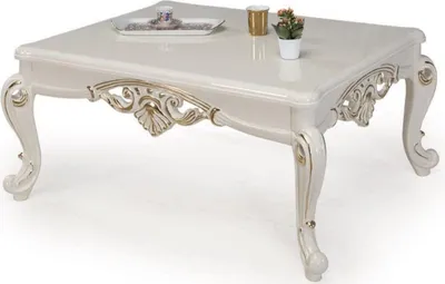 Zdjęcie produktu dla Casa Padrino stolik barokowy biały / złoty 115 x 85 x h. 50 cm - Stolik z litego drewna w stylu barokowym - Meble w stylu barokowym
