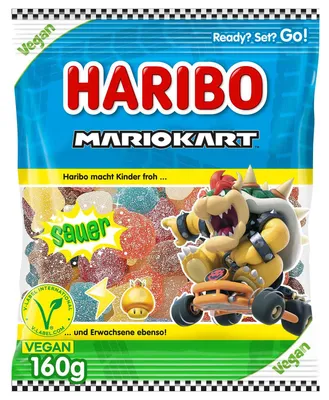 Obrázek produktu pro Haribo Mariokart kyselé veganské ovocné želé balení 160 g