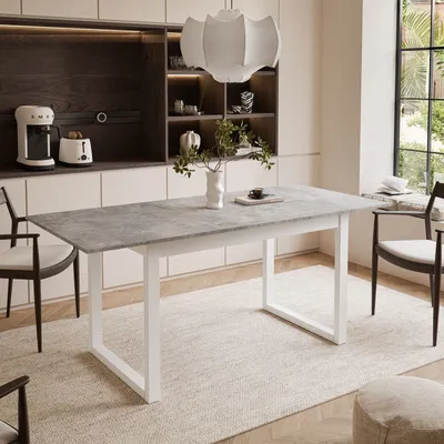 Produktbild von ARTON II ausziehbarer Tisch 140 cm Bellato Grau, Weißmetall U-Beine