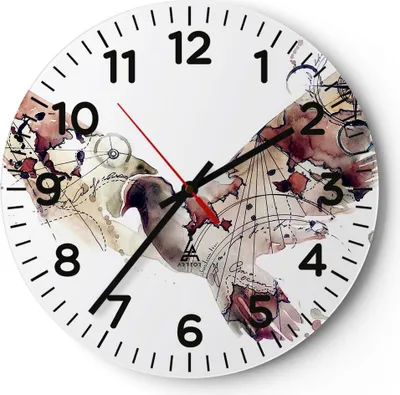 Produktbild von Wanduhr - Rund - Glasuhr - Vogel Abstraktion - 40x40cm - Schleichendes Uhrwerk - Lautlos - zum Aufhängen bereit - Dekoration Modern - Wanddekoration aus Glas - C4AR40x40-4109